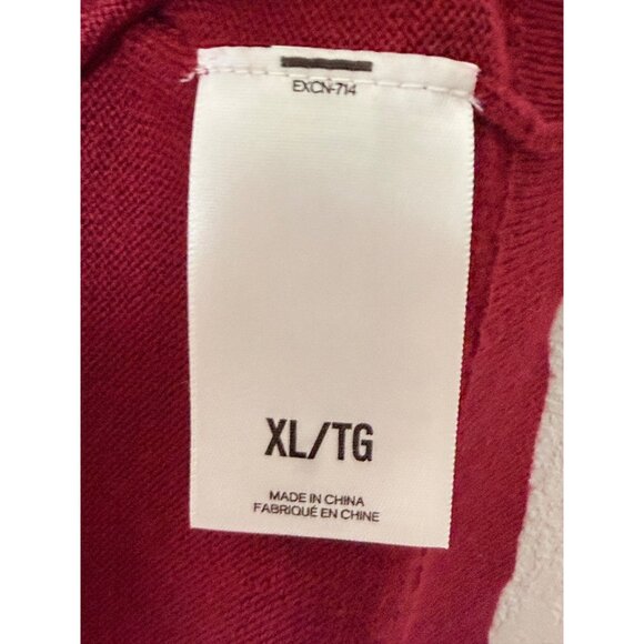 Express Mens Burgundy V-Neck Sweater XL Merino Wool Blend Preppy - Picture 4 of 8